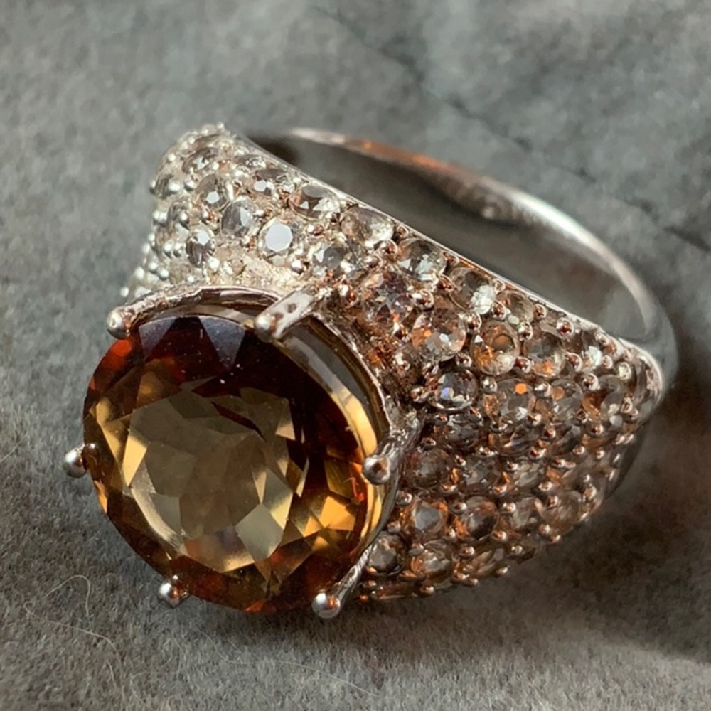 BG Jewelry Pave White Topaz Round Chocolate